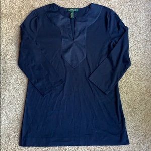 Navy Blue Ralph Lauren Cotton 3/4 Sleeve Shirt
